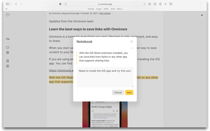 Omnivore screenshot 3