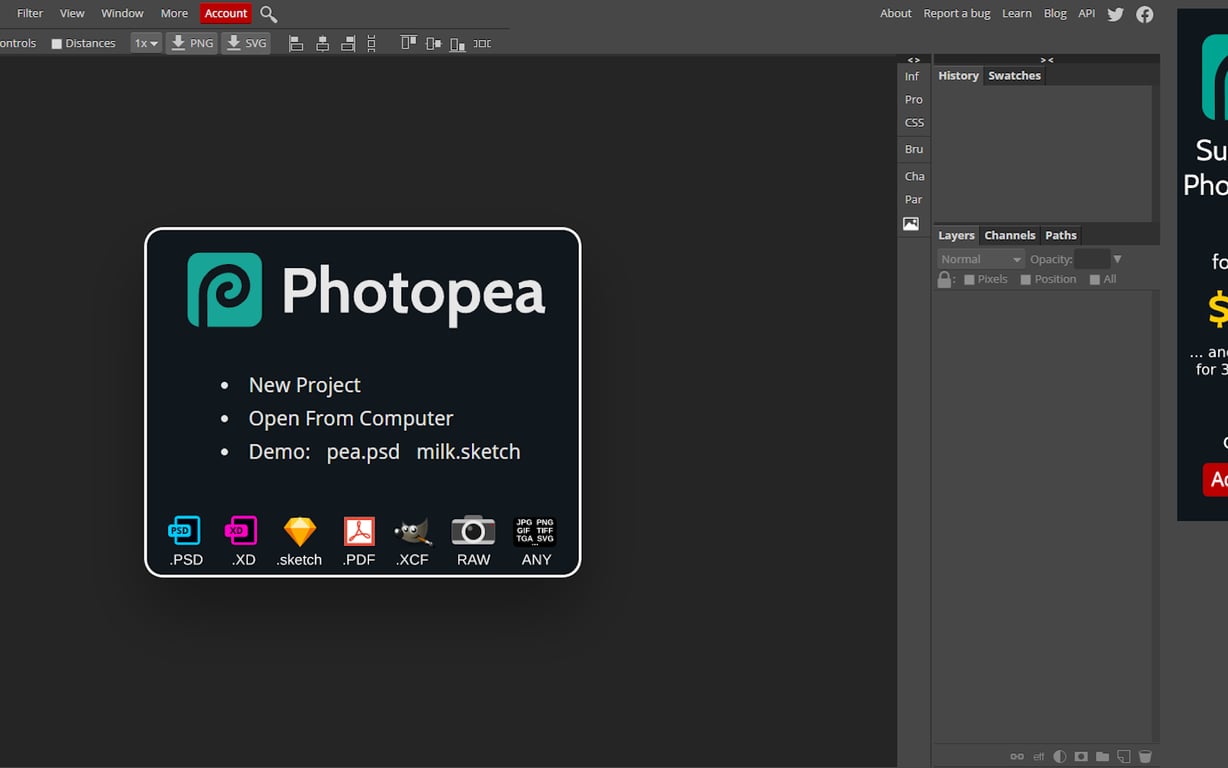 Photopea preview