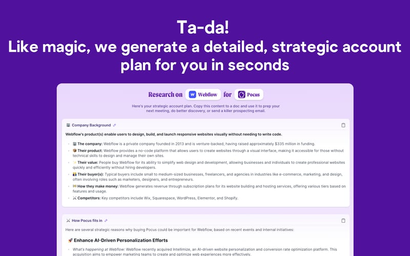 Pocus AI Account Plan Generator screenshot 3