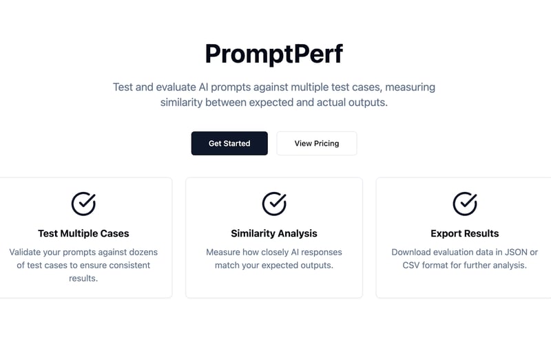 PromptPerf screenshot 1