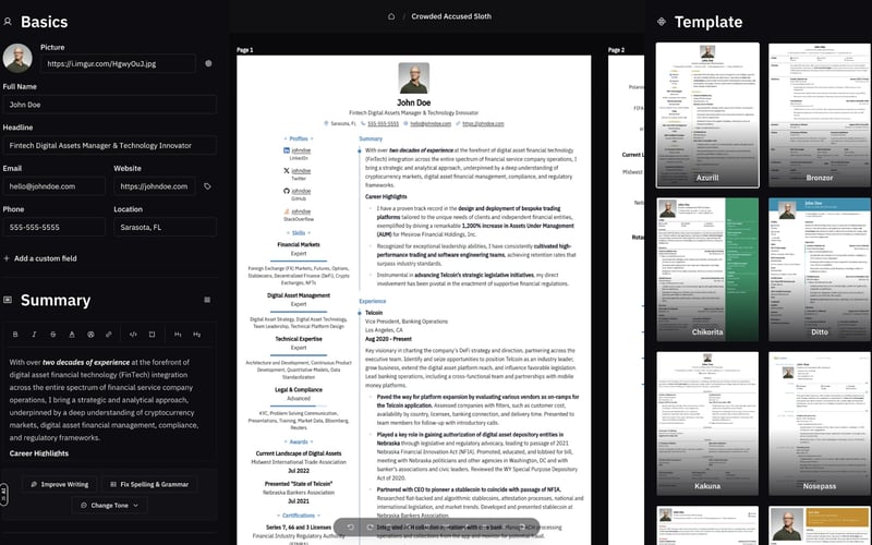 Reactive Resume screenshot 3