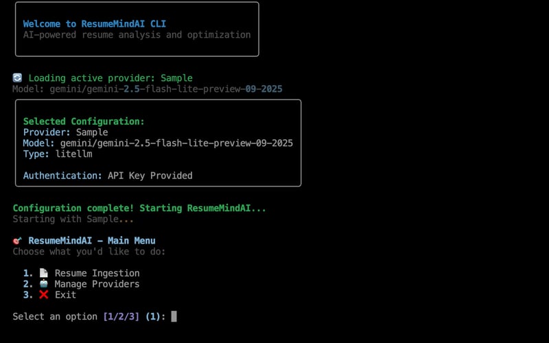 Resume Mind AI CLI screenshot 1