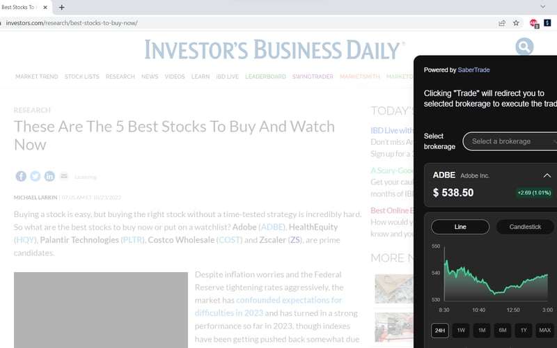 SaberTrade Browser Extension screenshot 2