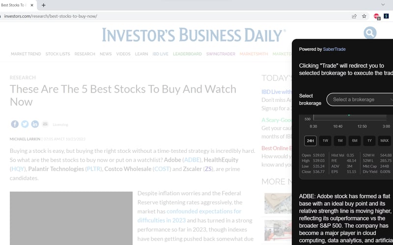 SaberTrade Browser Extension screenshot 3