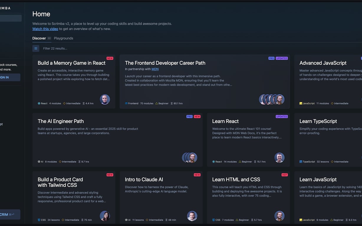 Scrimba preview