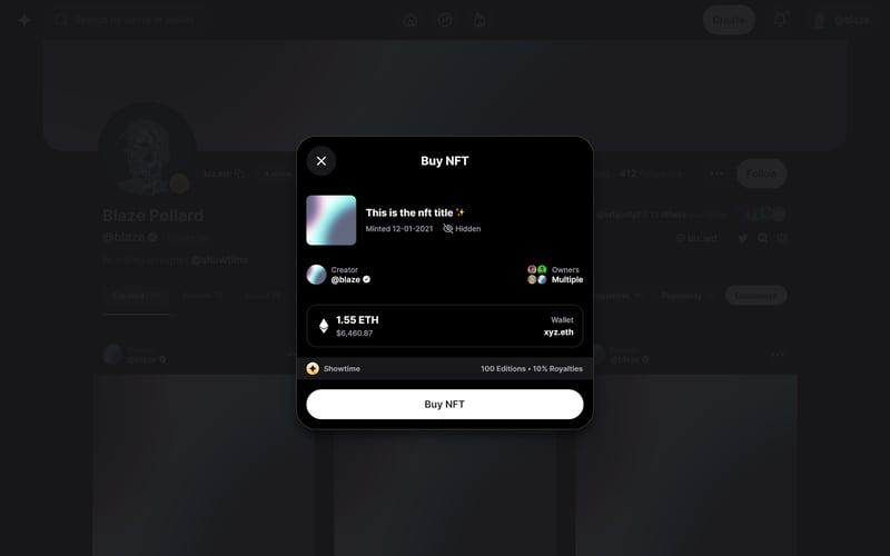 Showtime Gasless NFT Marketplace screenshot 3