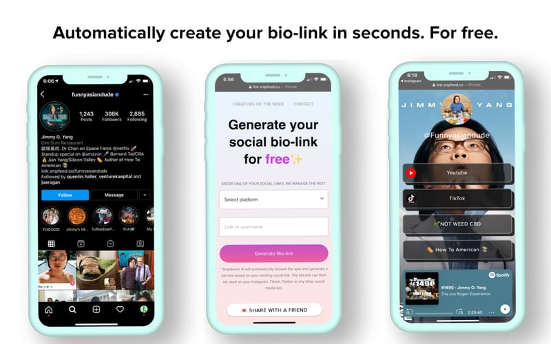 SnipLink - Your social website screenshot 1
