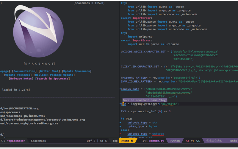 Spacemacs screenshot 1