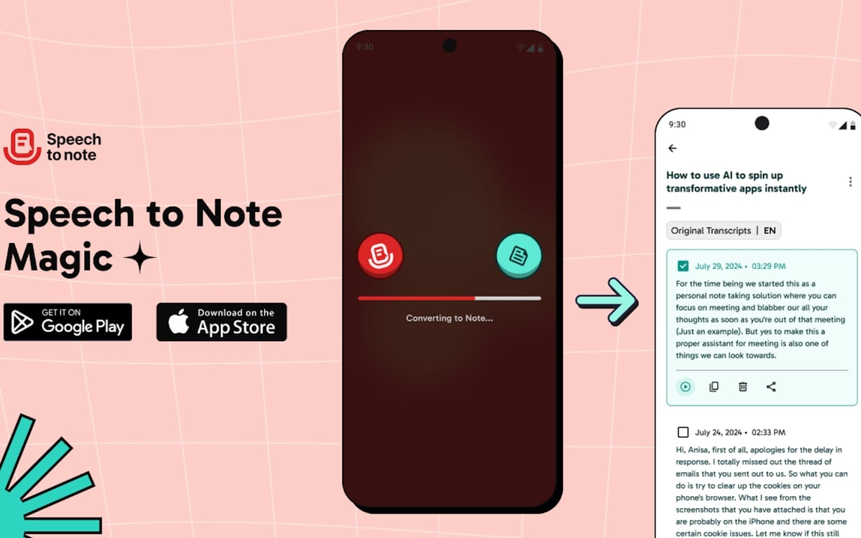 Speech to Note preview