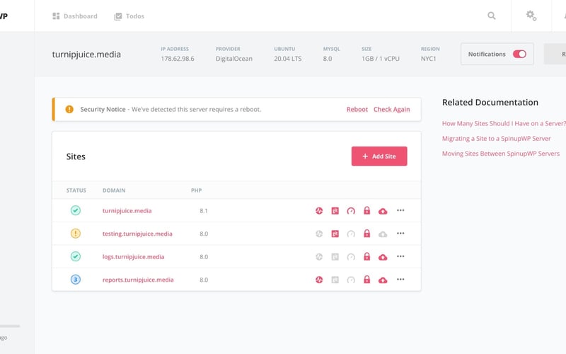 SpinupWP screenshot 2