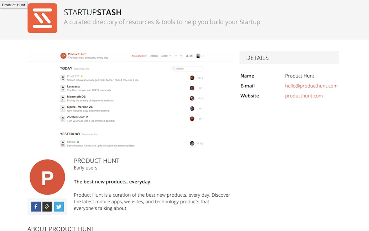 Startup Stash preview
