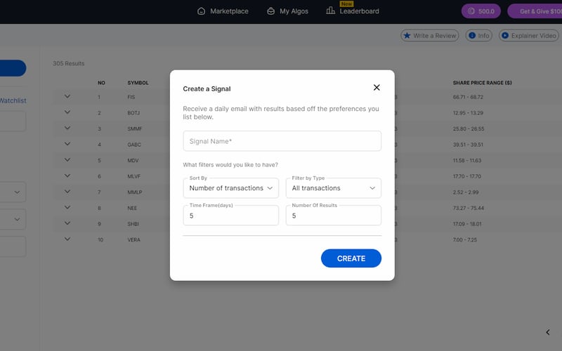 StockAlgos.com - Insiders Tool screenshot 1