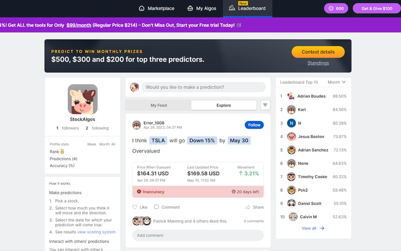 StockAlgos.com - Leaderboard screenshot 2