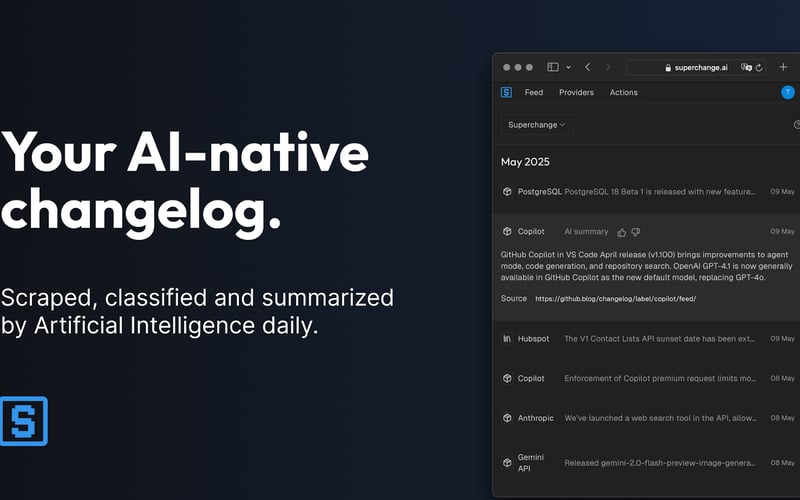 Superchange.ai – AI-native Changelog screenshot 1