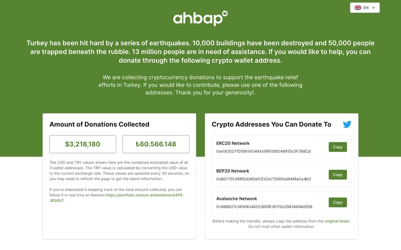 Support Earthquake Victims with Crypto screenshot 1