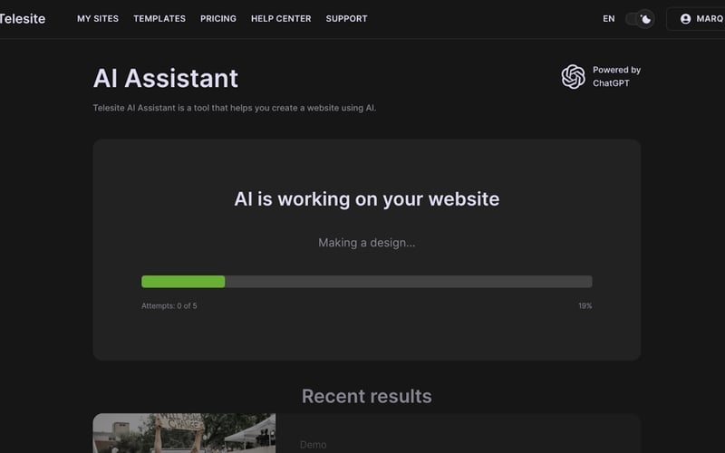Telesite.io — AI Website Builder screenshot 2