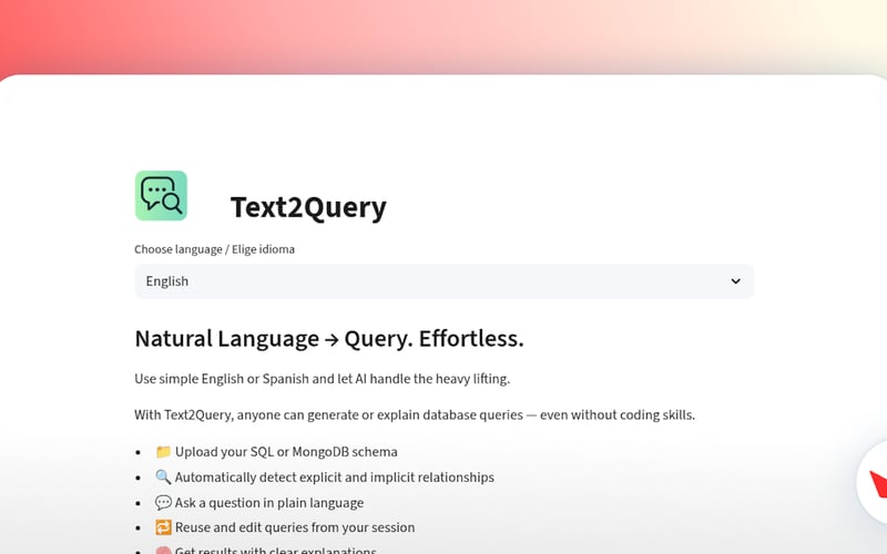 Text2Query screenshot 1