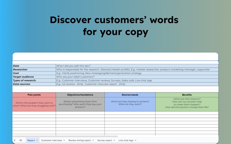 The Customer Research Report screenshot 2