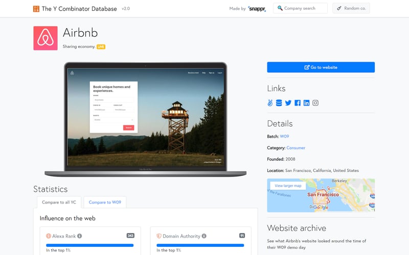 The Y Combinator Database screenshot 3