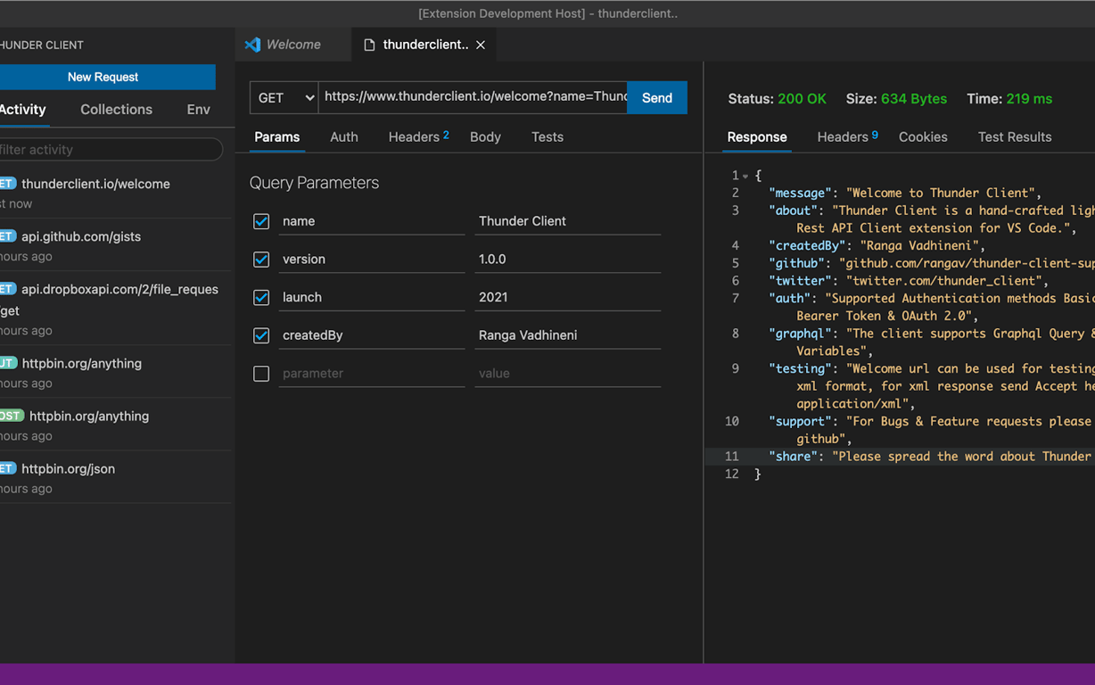 Thunder Client preview