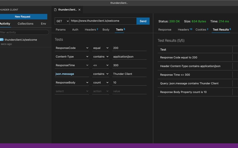Thunder Client screenshot 2