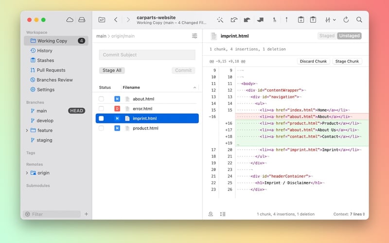 Tower – Git client for Mac and Windows screenshot 1