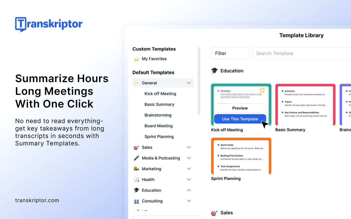Transkriptor preview