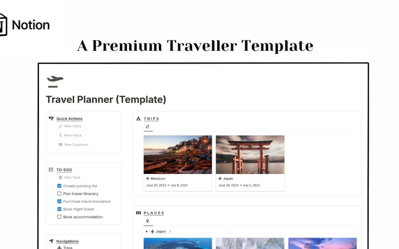 Traveller's Premium Notion Template screenshot 1