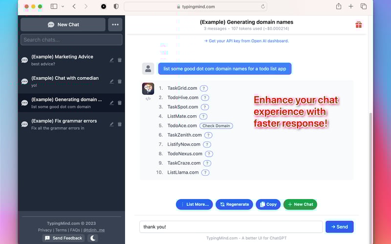 Typing Mind screenshot 2