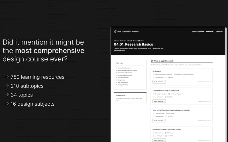 UX Database screenshot 2