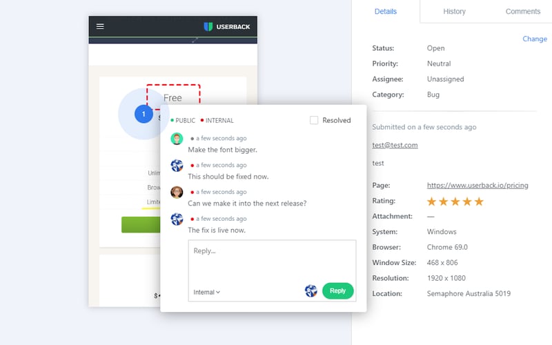 Userback screenshot 2