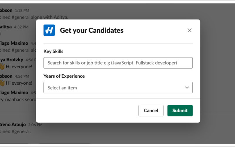 VanHack Slack App screenshot 2