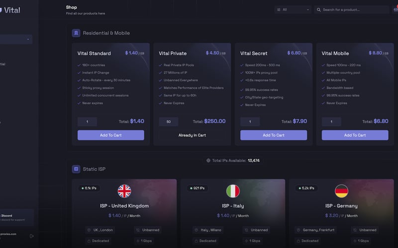 Vital Proxies screenshot 2