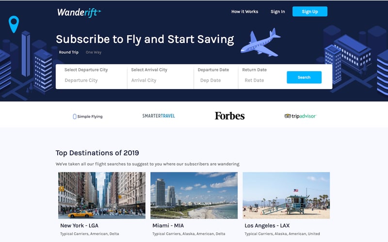 Wanderift - Airline Travel Subscription screenshot 1