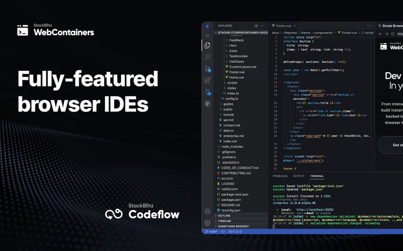 WebContainer API screenshot 2