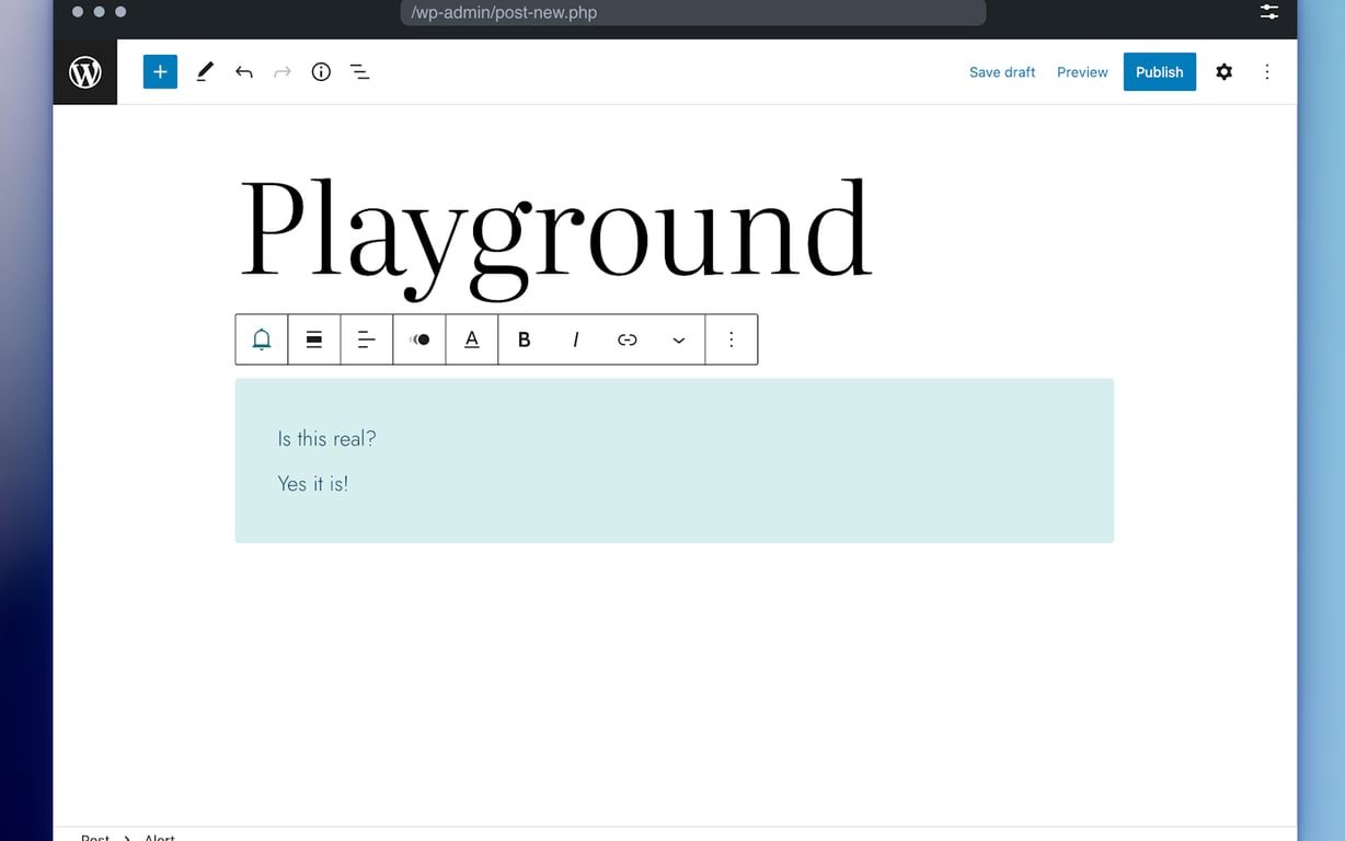 WordPress Playground preview