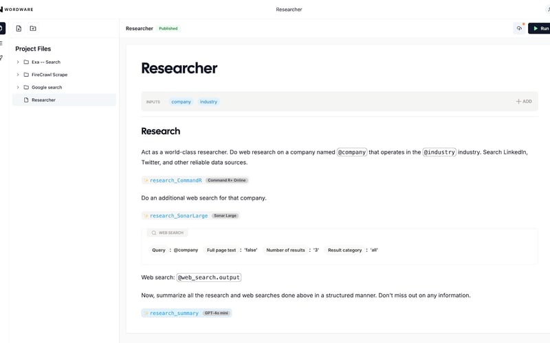 Wordware screenshot 2