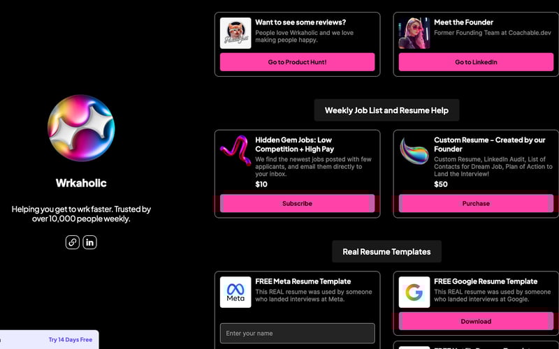 Wrkaholic screenshot 1