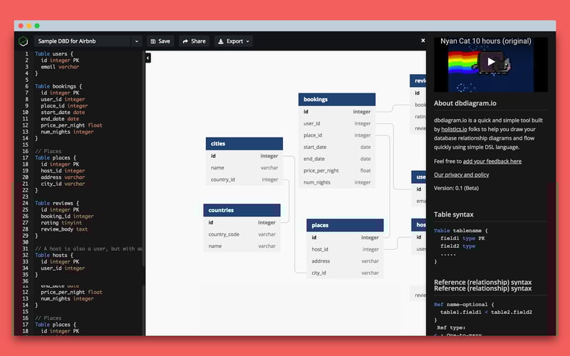 dbdiagram by Holistics screenshot 1