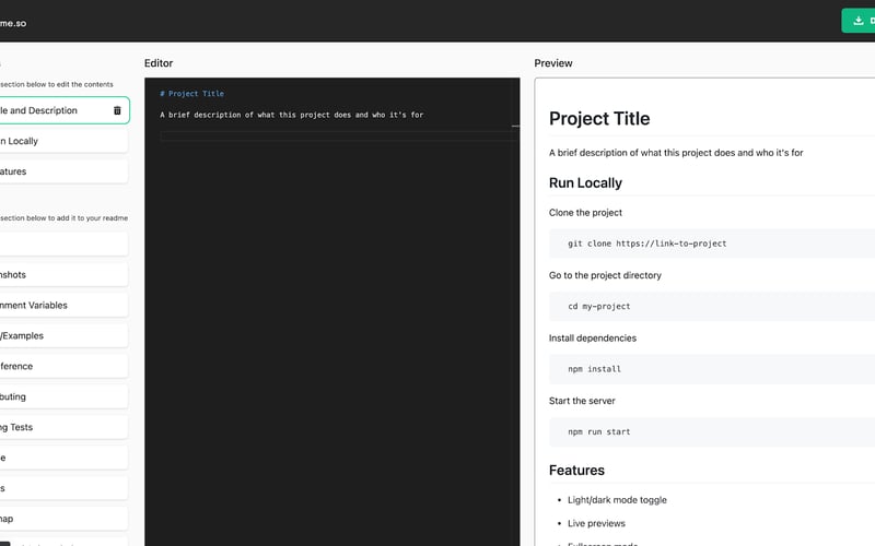 readme.so screenshot 2