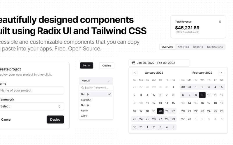 shadcn/ui screenshot 1