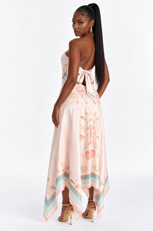 Maxi dress satin — Beige