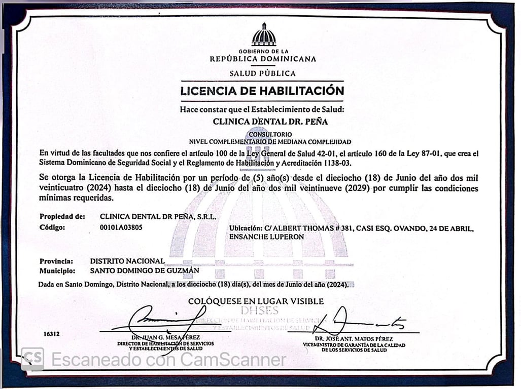 Licencia de Habilitación - Ministerio de Salud Pública, República Dominicana