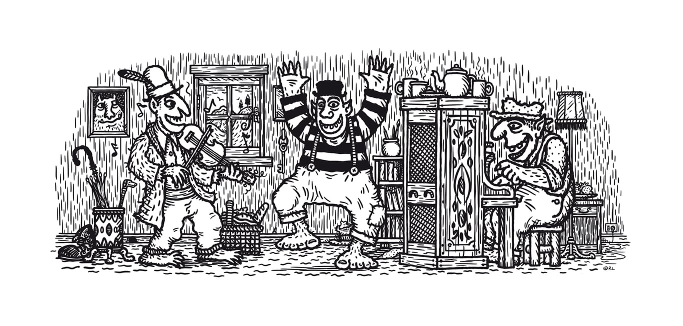Richard Lowdell Tea_Party_(B&W_line)