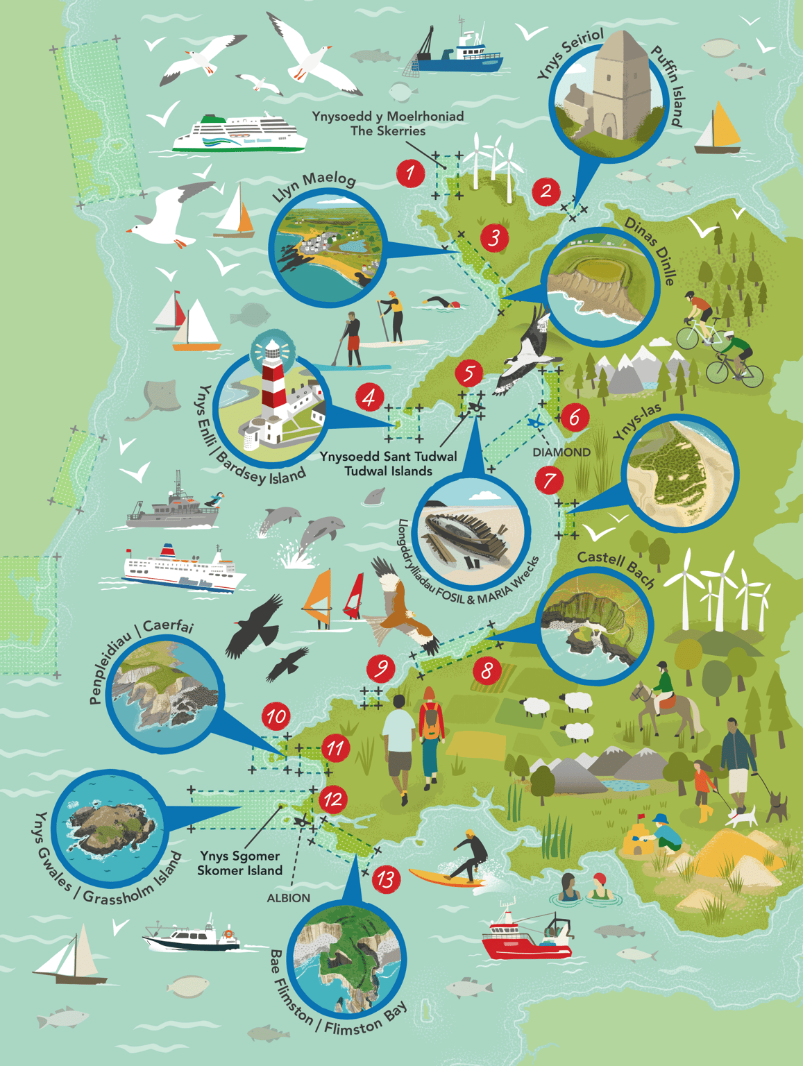Carys Tait Wales Map – Study Areas, impact of climate change on coastal heritage