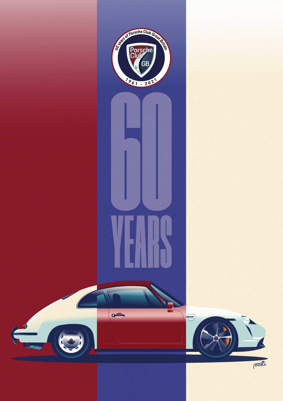 Pietari Posti Cover and poster 60th Anniversary issue / Porsche Club Magazine