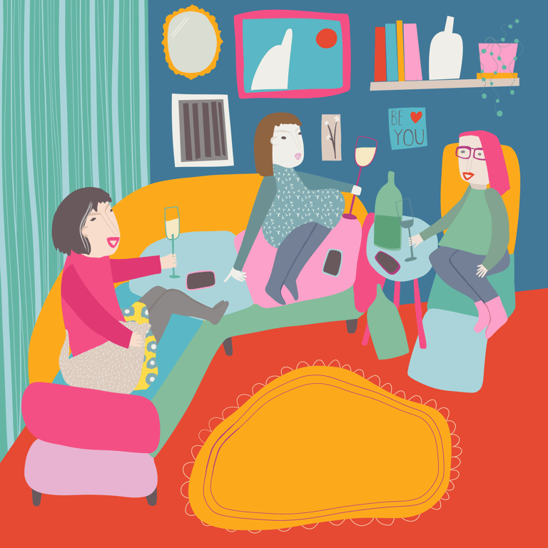 Tasha Goddard Illustration of friends chatting