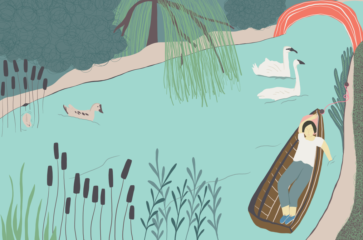 Tasha Goddard Peaceful river. Illustrated by Tasha Goddard for DK Books.