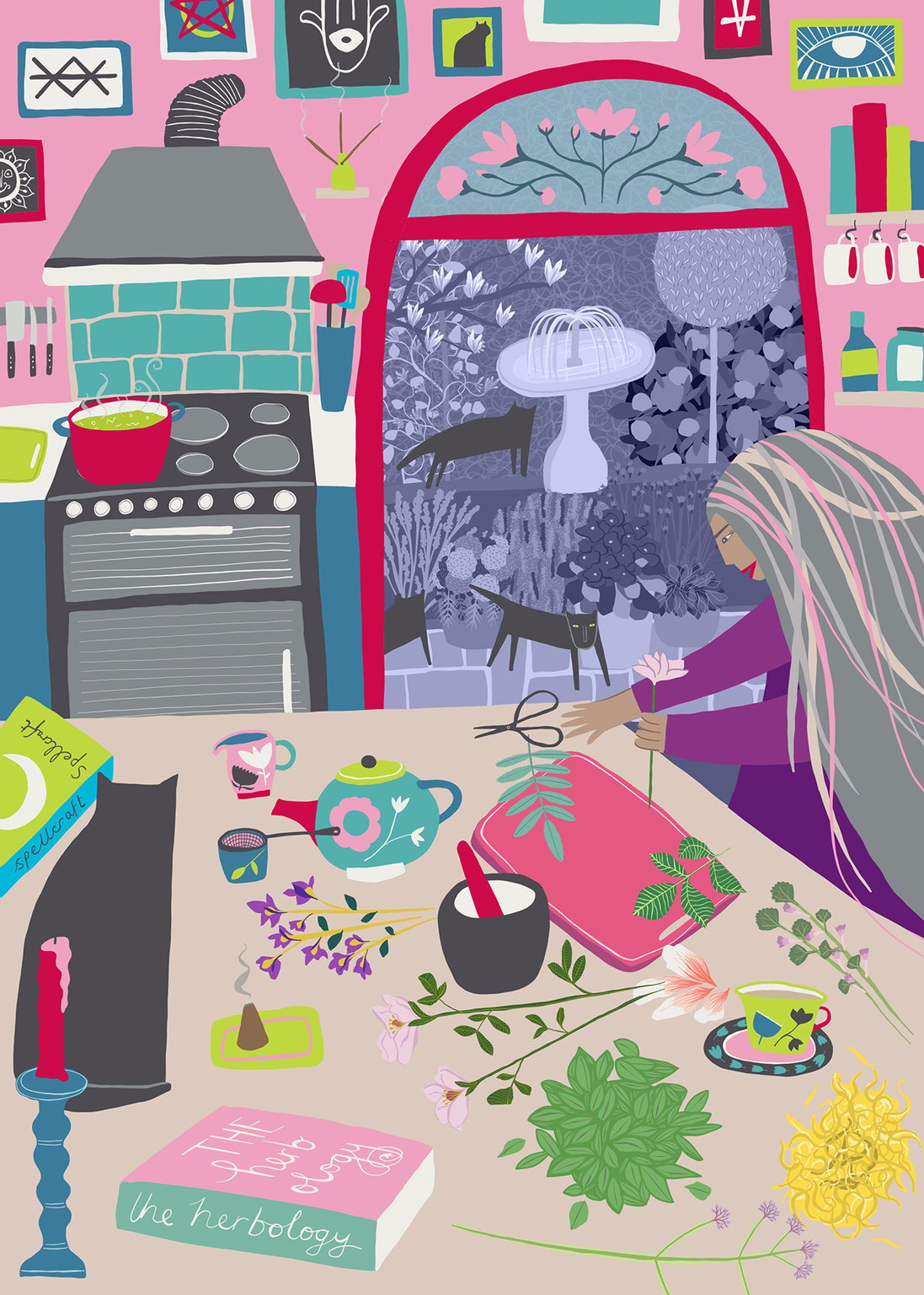 Tasha Goddard Witchy Kitchen Garden. Illustrated by Tasha Goddard.