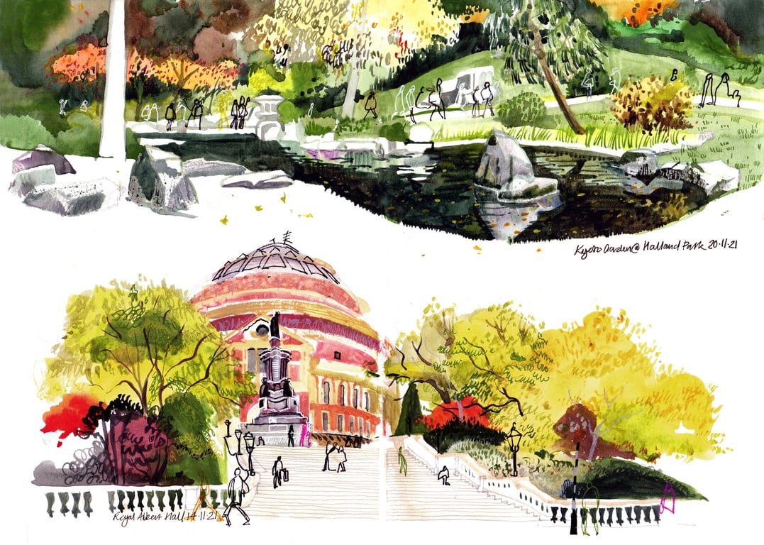 Lis Watkins Kyoto Garden and Royal Albert Hall in Autumn